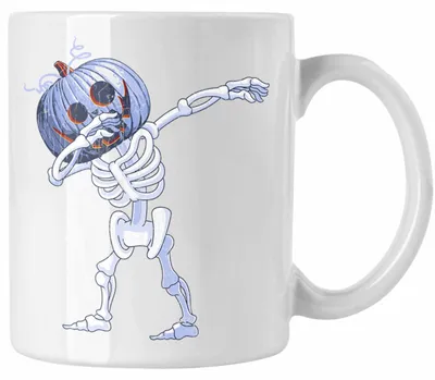 Produktbild von Halloween Tasse Kürbis Dekoration Becher Skelet Dabbing (Weiß)