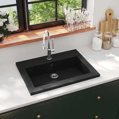 Produktbild von The Living Store Granitbecken 600×450×120 mm Schwarz
