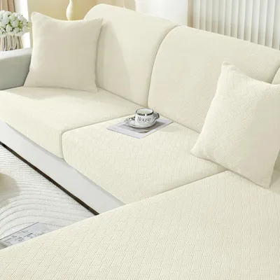 Sofa Sitzkissen Bezug, Stretch, 1 Platz*3, Beige, Polyester