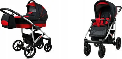 Produktbild von BabyLux® Largo | 2in1 Kinderwagen Set | Black Red | Kombikinderwagen | Kinderwagenset | Buggy +