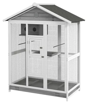 Produktbild von PawHut Vogelkäfig Vogelvoliere aus Holz Wellensittichkäfig mit 4 Sitzstangen