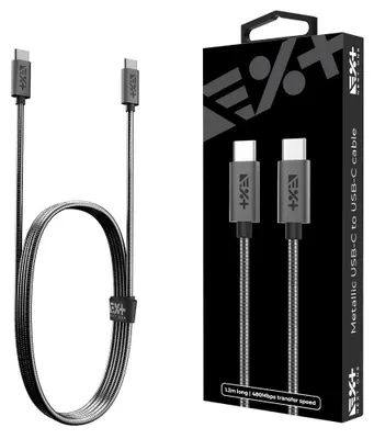 Imagen del producto de Cable USB-C a USB-C, carga rápida, resistente, de metal, estable, color gris, 1,2 metros