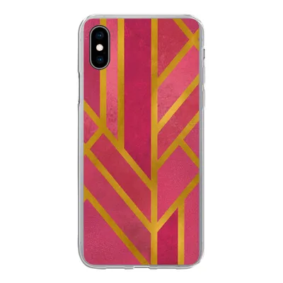 Produktbild von MuchoWow® Handyhülle Schutzhülle Hülle für iPhone Xs Gold - Rosa - Geometrisch Silikon Softcase Handy Hülle - Handytasche