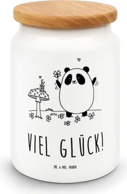 Produktbild von Mr. & Mrs. Panda Frischhaltedose Panda Glück - Weiß - Geschenk, tee behälter, zuckerdose, Dose, Aufbewahrungsdose, Vorratsdose