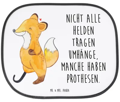 Produktbild von Mr. & Mrs. Panda pkw sonnenschutz Fuchs Beinprothese - Weiß - Geschenk, Sonnenblende Auto, Beimamputation, Autoscheibe, Fürs, Amputation