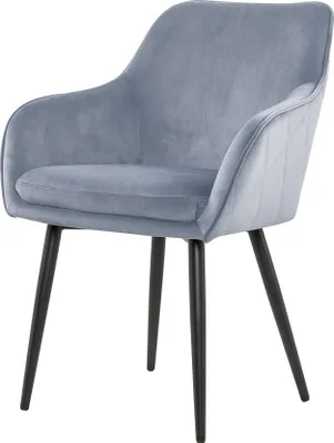 Produktbild von SalesFever Esszimmerstuhl | Stoffbezug in Samt-Optik | höhenverstellbares Metallgestell | Diamantsteppung | B 61 x T 60 x H 85 cm | hellgrau – schwarz