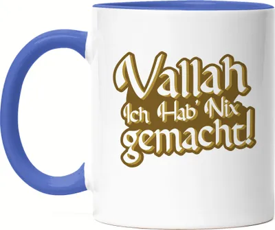 Produktbild von Vallah ich hab nix gemacht Tasse Blau Türkisch Arabisch Lustig Spruch Humor Statement