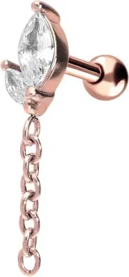 Produktbild von Ohrpiercing Chirurgenstahl Ohrpiercing KNOSPE + KETTE