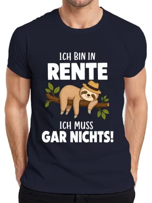 Produktbild von Ich bin in Rente ich muss gar nichts Faultier Statement Sarkasmus Herren T-Shirt, Navy, M