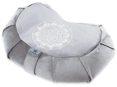 Meditationskissen aus Samt, Buchweizenfüllung, 40,6 cm, grau