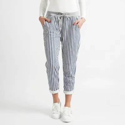 Produktbild von Damen Jogginghose Baumwolle Sporthose Stretch Freizeithose Sommer, Boyfriend Style 95% Baumwolle & Stretch, Print Sweathose Edelheld Gr.36-38
