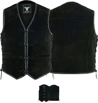 Produktbild von BULLDT Motorrad Kutte Veloursleder weste Suedeleder Bikerweste Motorradweste schwarz, Größe:50/M, Farbe:Schwarz