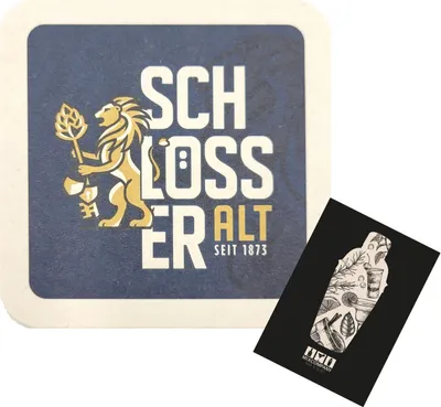 Produktbild von Schlösser Alt Bierdeckel Untersetzer 70 Stück - Gut gebraut Löwe