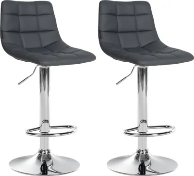 Produktbild von CLP 2er Set Barhocker Jerry Kunstleder höhenverstellbar und 360 drehbar | Farbe grau Gestell Farbe chrom