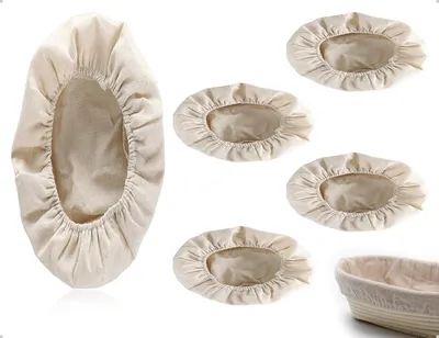 Produktbild von Leineneinsatz für Gärkörbchen - Mit Gummizug - Brotbackzubehör - Oval 25 x 15 x 8 cm - 4 Stück