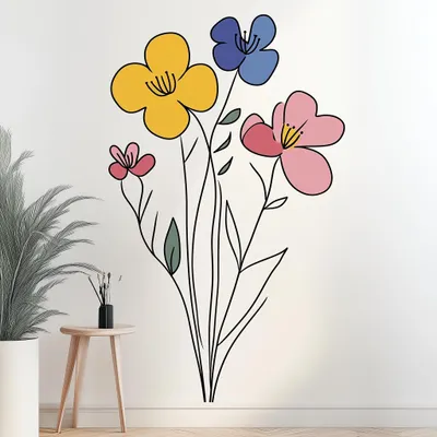 minimalistisches Boho-Blumenmotiv – Decords Wandtattoo, Produktansicht 1