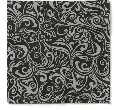 Produktbild von Tissue Serviette Lias in Schwarz-Silber, 40 x 40 cm, 100 Stück - Mank - Ornamente