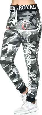 Produktbild von Damen Jogginghose | 100 % Baumwolle | Marine 512  Grau/Camo XL