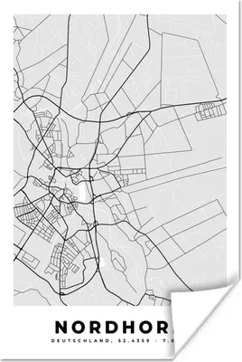 Produktbild von MuchoWow® Poster Deutschland - Nordhorn - Karte - Stadtplan - Karte 120x180 cm - Kunstposter