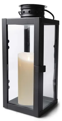 Metall-Laterne 24 cm, wetterbeständig, mit Glasfenstern, Henkel