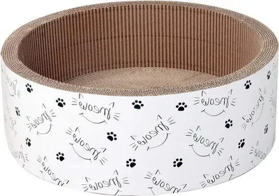 Produktbild von Famanu Katzenkratzmöbel 2-in-1 mit Katzenminze - Ø 43 cm, Höhe 155 cm, weiß