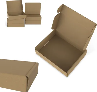 Produktbild von UISEBRT 20 Stück Faltschachteln Versandkarton, flache Karton Box 20 x 15 x 5 cm, ideal für den Versand kleiner Waren, Verpackungskartons für Online-Shop und Handel