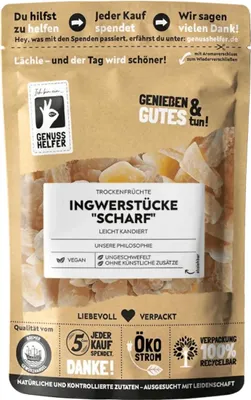 Produktbild von Ingwerstücke scharf, mit Fructose, süß-scharf im Geschmack, leckerer Snack, 3 x 200g