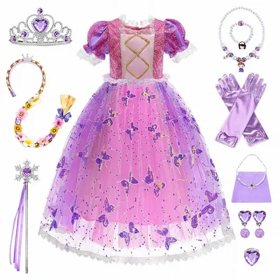 Image de Solidchoice - Costume de princesse violet pour filles, avec couronne et collier