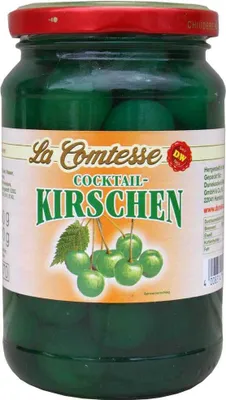 Obrázek produktu pro La Comtesse Cocktail Cherries zelené barvy bez pecky 390g