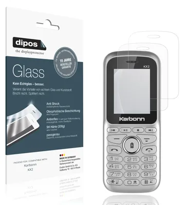 Produktbild von 2x Schutzfolie für Karbonn KX2 matt - Anti-Shock 9H Folie dipos Glass Kunststoffglas