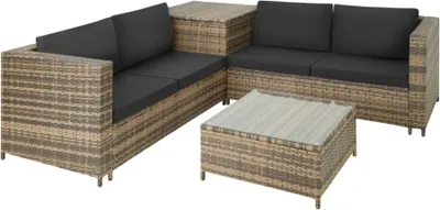 Produktbild von tectake® Rattan Lounge Siena für 4 Personen widerstandsfähig und UV-beständig