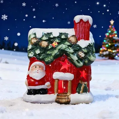 Produktbild von Weihnachtsstall mit Licht - Mini Weihnachtslaterne mit Haus-Design - Innen- und Außen Dekoration - Kerzlicher Winterlook