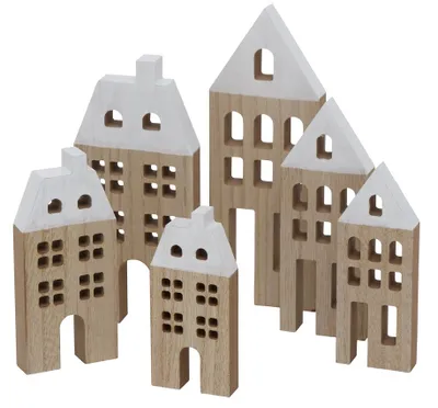 Produktbild von Boltze | Dekohaus Towny Set | naturbelassenes Holz | charmante Höhenvariationen von 15 bis 23,5 cm | ideal für kreative Deko-Arrangements