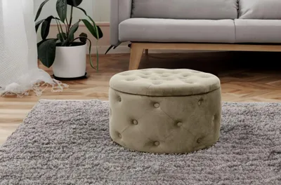 Produktbild von SELMIRA runder Hocker mit Stauraum – beige