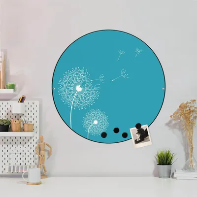 Produktbild von Design Stahlmagnettafel Schwarz Rund 47cm Pusteblume 4