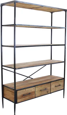 Immagine prodotto di Milani Home - libreria in legno e metallo con ruote, 128 x 45 x 154 cm, stile industrial