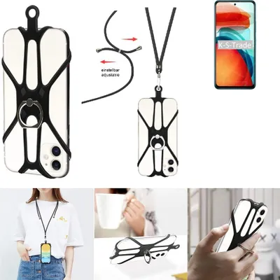 Produktbild von K-S-Trade 3in1 Handykette Handyband Handykordel Halsband Smartphone-Ring Handy-Ring kompatibel mit Xiaomi Redmi Note 10 Pro China Fingerhalterung