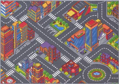 Produktbild von Carpet Studio Big City Teppich Kinderzimmer - Spielteppich Grau/Rot - 95x133cm