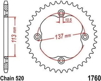 Produktbild von Kettenrad 36Z Teilung 520 für SUZUKI LT-R 450 QuadRacer 06-17 Rear sprocket
