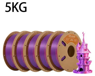 Produktbild von PLA Silk Filament - Zweifarbiges 3D-Drucker Filament - 5 kg Spule - 1,75 mm - ±0,03 mm - Rot Lila