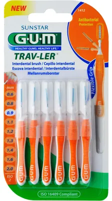 Immagine prodotto di Sunstar Gum, Trav-ler, Scovolini interdentali, arancione 0,9 mm, 6 pezzi