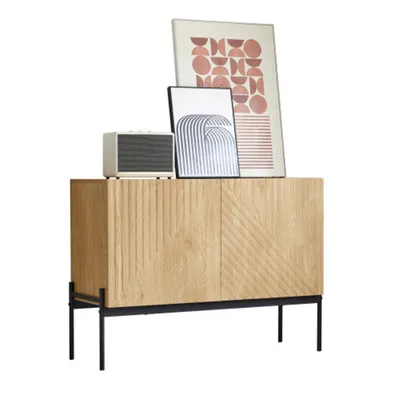 Produktbild von Sideboard mit 2 Türen, Buffet, Kommode mit Linien-Design,Wohnzimmerunterschrank 75 cm*100 cm*40 cm