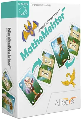 Produktbild von ALLEOVS® Mathemeister Minus- Mathe Lernspiel für Subtraktion Minusrechnen Lernen – Grundschule Minus Kopfrechnen Rechenspiel Mathespiel für Kinder ab 6 Jahren (2-4 Spieler)