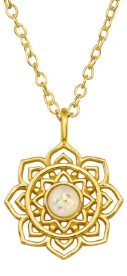 Produktbild von Kette mit Opal Blume: Anhänger Halskette Silber 925 Gold