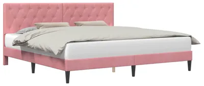 Image de Cadre de lit avec tête de lit Rose 180 x 200 cm Velours