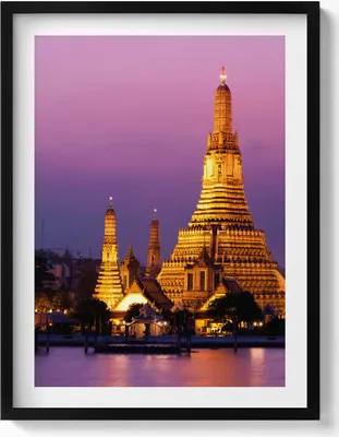 Produktbild von Tempel in Bangkok Thailand– Wandbild mit Rahmen – Gerahmtes Bild  – Wanddekoration – 60x80 cm –  Schwarz Rahmen