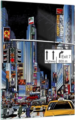 Produktbild von Bilder auf glas - Einteilig - Manhattan New York Straße - 50x70cm - Glasbilder - Wandbilder - Bilder - zum Aufhängen bereit - Wanddekoration aus Glas - Glas Bilder - Wandbild auf Glas - GPA50x70-2720