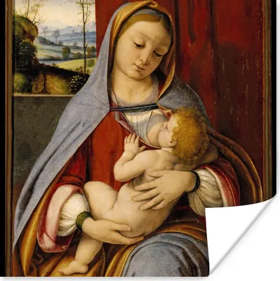 Produktbild von MuchoWow® Poster Madonna mit Kind - Leonardo da Vinci 75x75 cm - Wand Dekoration