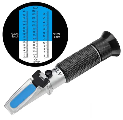 Refraktometer 0-32% Brix / 0-140°Oe / 0-27 KMW mit ATC