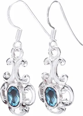 Produktbild von Ohrhänger, Ohrringe mit topazfarbenen Kristallstein 925er Silber